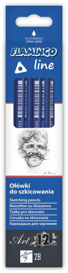 Ołówek w kartonowym pudełku 2B Flamingo Line