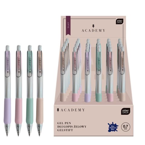 Długopis żelowy PASTEL ACADEMY automatyczny SILKY z gripem wkład niebieski 0,7mm Interdruk (żelowy)