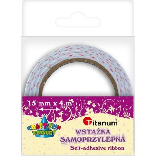 Taśma ozdobna Craft-Fun Series tekstylna samoprzylepna w kropki 15x4 [mm x m] biała Titanum