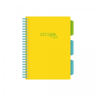 Kołozeszyt (kołonotatnik) A5 NEON żółty 100k. 80g krata Strigo (PADS017)