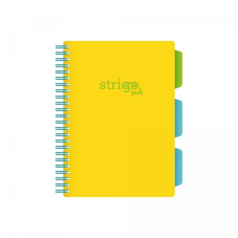 Kołozeszyt (kołonotatnik) A5 NEON żółty 100k. 80g krata Strigo (PADS017)