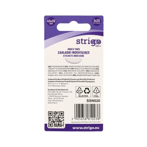 Zakładki indeksujące z linijką 12x45mmx 3 kol 5905658810238 60k [mm:] 12x45 Strigo (SSN020)