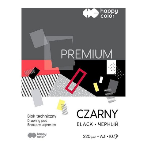 Blok techniczny Premium A3 czarny 220g 10k [mm:] 297x420 Happy Color (HA 3722 3040-9)