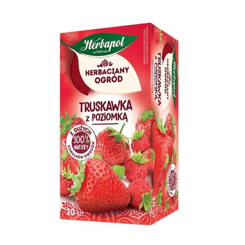 Herbata Herbaciany Ogród owocowo-ziołowa truskawka z poziomką truskawka 20 saszetek Herbapol