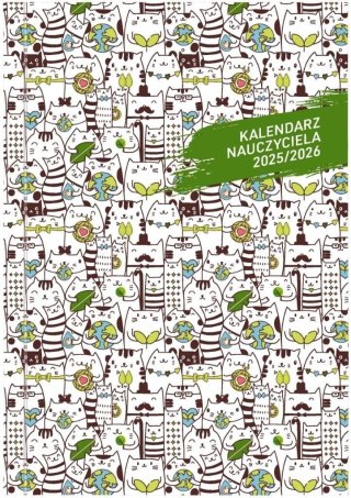 Kalendarz nauczyciela książkowy (terminarz) PCV KOTY bezbarwny A5 Wydawnictwo Wokół Nas (A5TN078B)