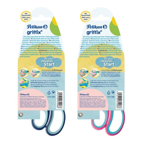 Nożyczki Griffix zaokrąglone praworęczne mix Pelikan (300009548)