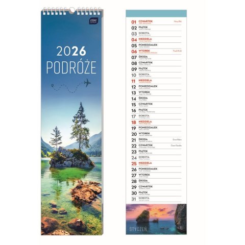 Kalendarz ścienny paskowy 135mm x 500mm Interdruk (PODRÓŻE)