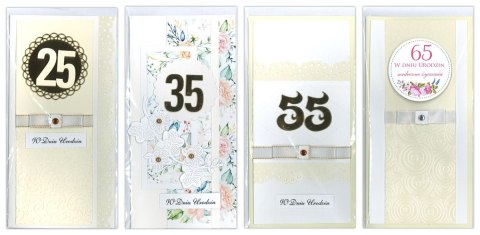 Kartka składana DL urodziny cyfra ręcznie zdobiona Deco Styl (DL)