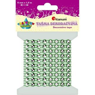 Taśma ozdobna Craft-Fun Series z kryształkami z kryształkami 4x1,5 [mm x m] zielona Titanum (0,6x150cm)