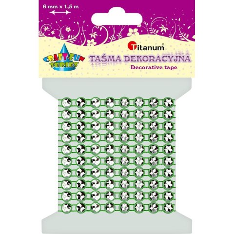 Taśma ozdobna Craft-Fun Series z kryształkami z kryształkami 4x1,5 [mm x m] zielona Titanum (0,6x150cm)