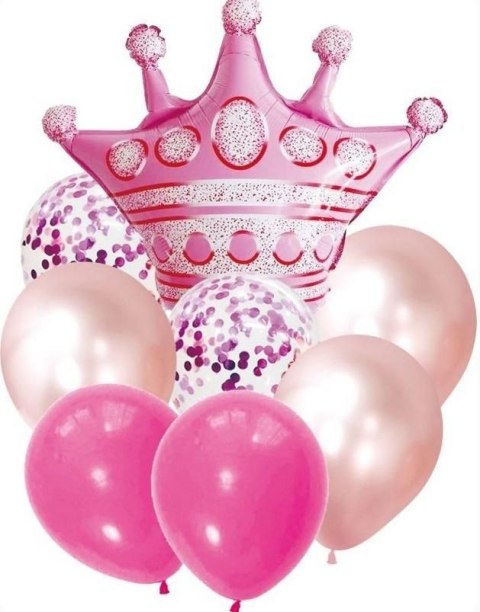 Balon gumowy zestaw balonów 9 elementów korona róż mix Antella