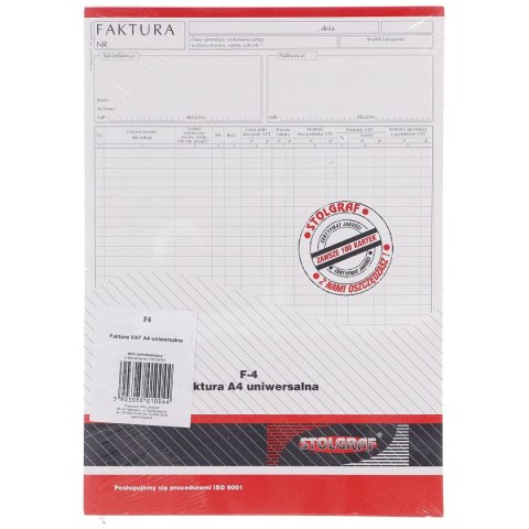 Druk samokopiujący A4 faktura VAT A4 uniwersalna 100k. Stolgraf (F4)