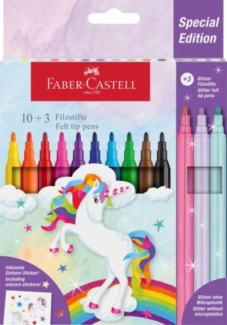 Flamaster Jednorożec + naklejki 10+3 kol. Faber Castell (554213 FC)