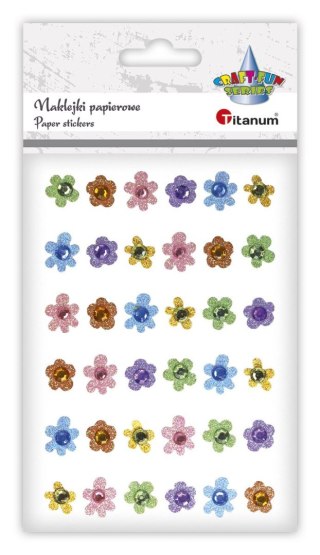 Naklejka (nalepka) Craft-Fun Series papierowe kwiatki z kryształkiem Titanum (7541)