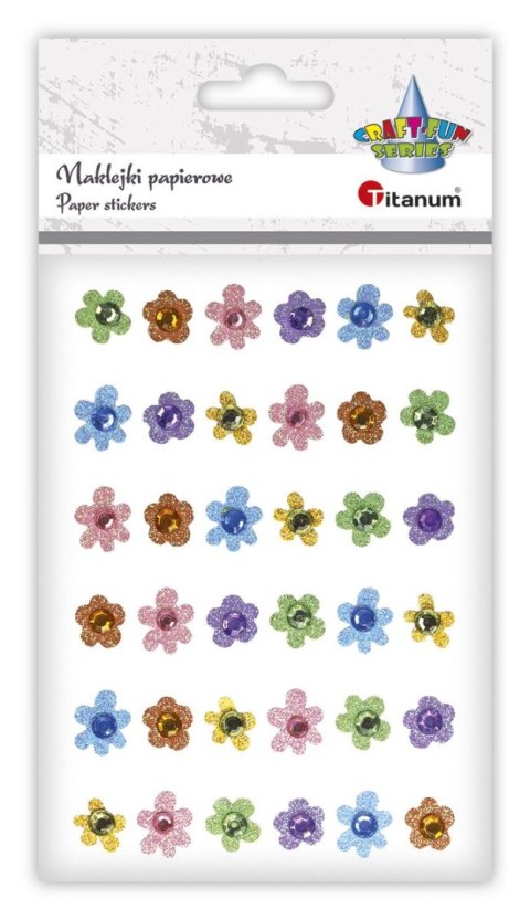 Naklejka (nalepka) Craft-Fun Series papierowe kwiatki z kryształkiem Titanum (7541)