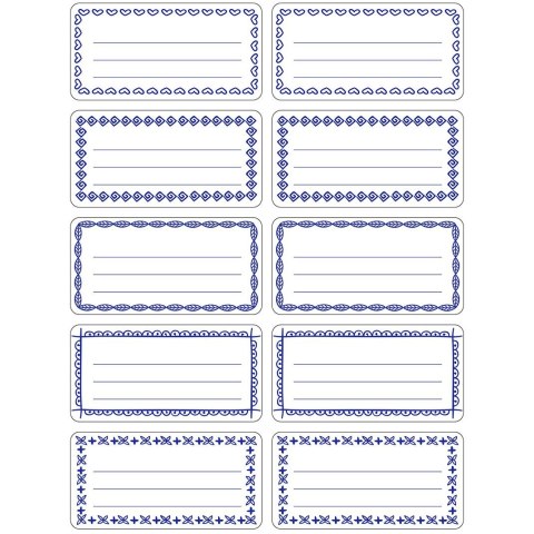 Naklejka (nalepka) na zeszyt/etykieta biało-granatowa 38x75mm Flamingo (432669)