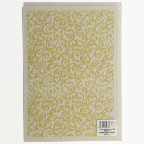 Papier ozdobny (wizytówkowy) A4 welurowy flock ciemnokremowy 220g kremowy 220g Galeria Papieru (208322)