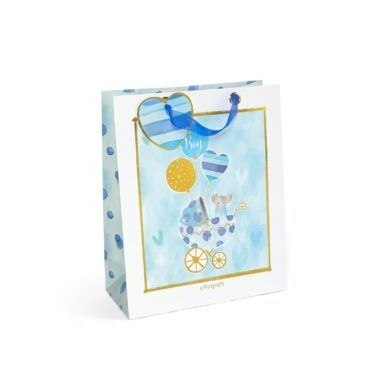 Torba prezentowa wózeczek z balonami niebieski, L, 5szt. [mm:] 320x260x 120 Argo (257055)