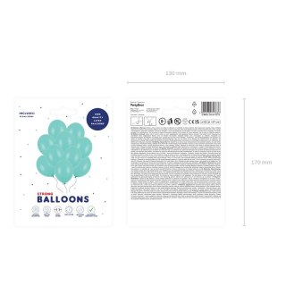 Balon gumowy Party Deco BALONY STRONG pastelowy 10 szt zielony morski 270mm Partydeco (SB12P-103-10)