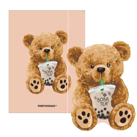 Teczka kartonowa na gumkę Teddies& Miś z boba tea A4 mix 270g Narcissus