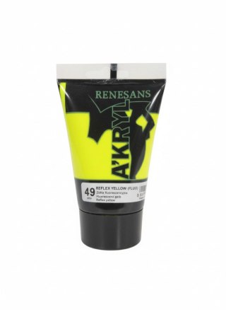 Farba akrylowa Żółta fluorescencyjna kolor: Żółta fluorescencyjna 100ml Renesans (49)