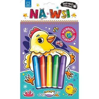 Książka dla dzieci Dotykaj i koloruj! Na wsi. Welurkowe kolorowanki Aksjomat