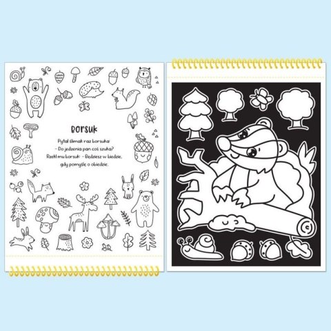 Książka dla dzieci Dotykaj i koloruj! W lesie. Welurkowe kolorowanki Aksjomat