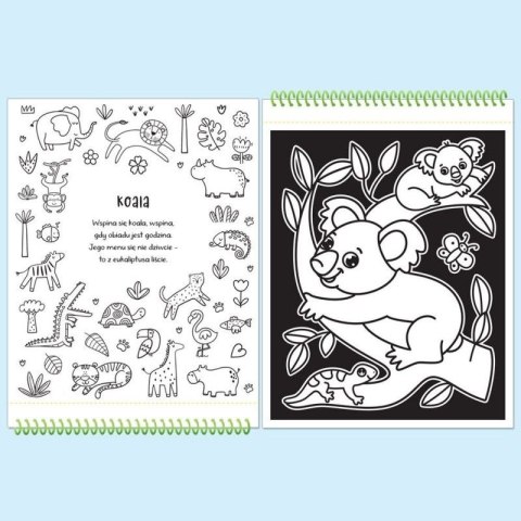 Książka dla dzieci Dotykaj i koloruj! W zoo. Welurkowe kolorowanki Aksjomat