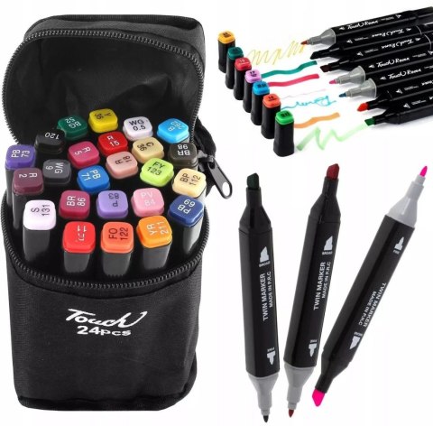 Marker specjalistyczny Touch w torbie, 24 szt. wkład mix okrągła/ścięta końcówka (789398)