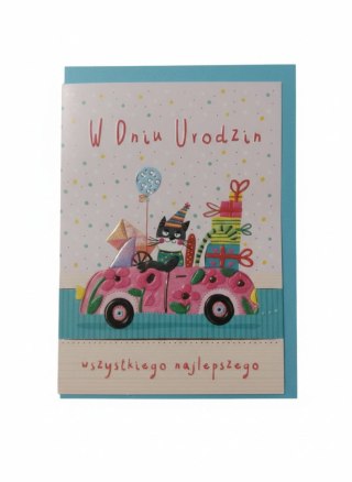 Kartka składana B6 Karnet B6 KOT W AUCIE Henry (5908451982706)