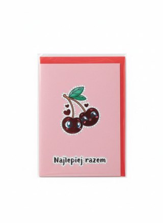 Kartka składana B6 Karnet B6 Walentynki wisienki Henry (5905701483754)