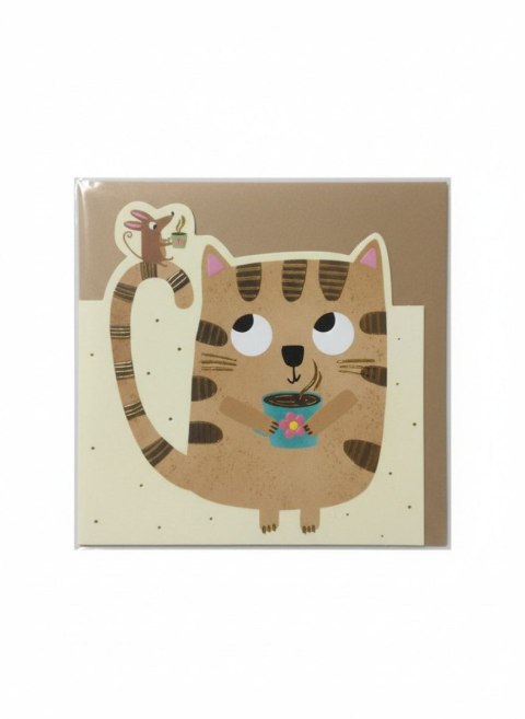 Kartka składana kw Karnet wycinany KW Kot z myszką Henry (5908451981389)