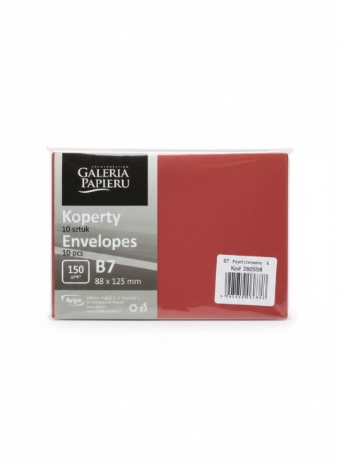 Koperta B7 pearl czerwony czerwona Galeria Papieru (280588) 10 sztuk