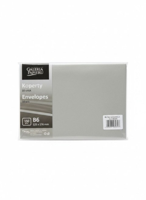 Koperta B6 pearl srebrny jasny srebrny Galeria Papieru (280840) 10 sztuk