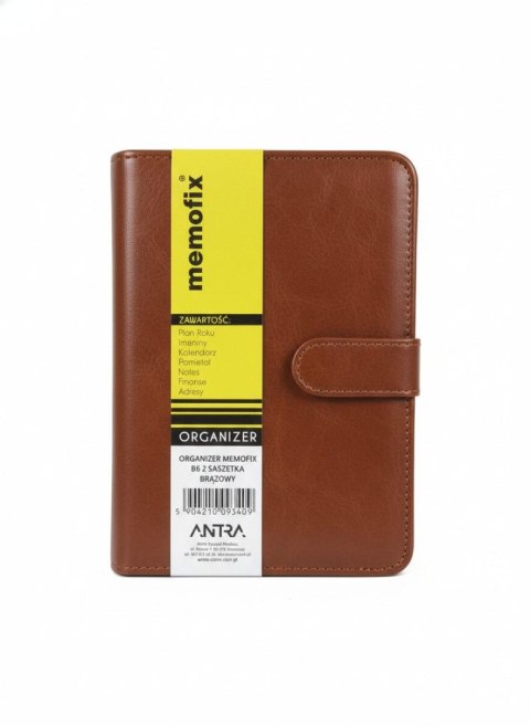 Organizer B6 MEMOFIX z saszetką brązowy Antra