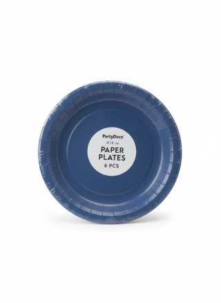 Talerz jednorazowy granatowy papier śr. 180mm 6 szt Partydeco (TPP90-074)