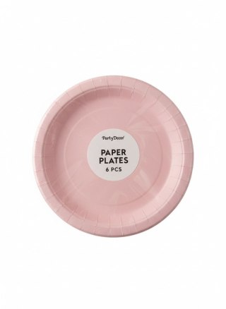Talerz jednorazowy jasno różowy papier śr. 180mm 6 szt Partydeco (TPP90-1081S)