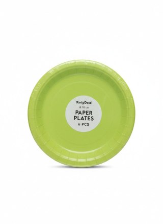 Talerz jednorazowy jasno zielony papier śr. 180mm 6 szt Partydeco (TPP90-102)