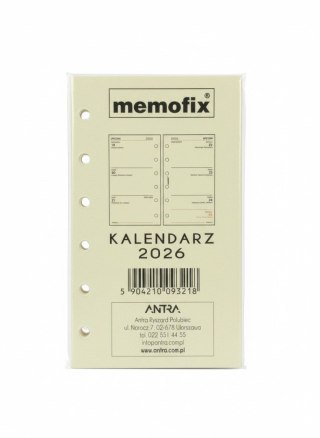Wkład do organizera kalendarz a6 2026 Antra (TDW)