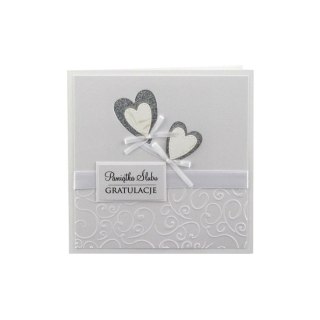 Kartka składana kw ślub ręcznie zdobiona Deco Styl