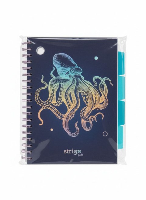 Kołozeszyt (kołonotatnik) B5 GŁEBINY granatowy Ośmiornica 100k. 80g krata Strigo (PADS051)