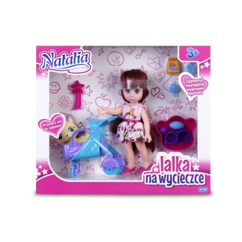 Lalka z kotkiem w wózku 16cm [mm:] 160 Natalia (120398)