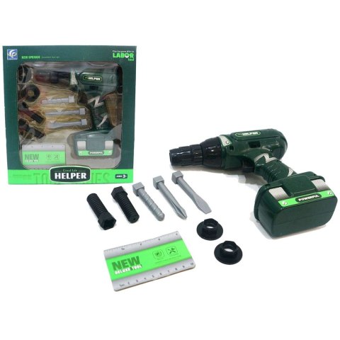 Narzędzia Wiertarka na baterie ze śrubkami zielona Lean (12147)