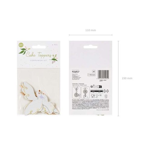 Ozdoba na piku Dekoracje do muffinek - Gołębie, 14.5 cm, mix Partydeco (KPM31)