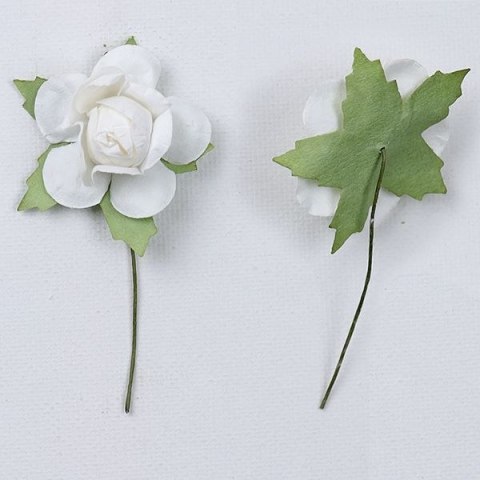 Ozdoba papierowa Craft-Fun Series róże na druciku Titanum (25YX0902-12- white)