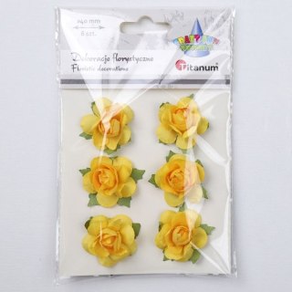 Ozdoba papierowa Craft-Fun Series róże na druciku Titanum (25YX0902-12- yellow)