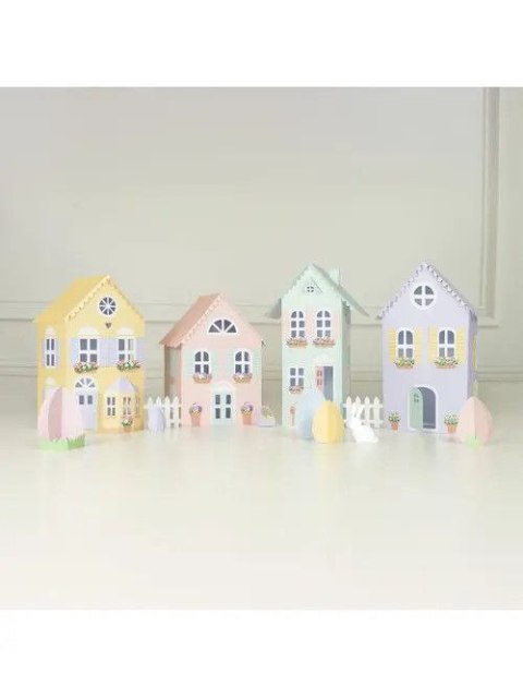 Ozdoba wielkanocna Wiosenne domki DIY (4 szt.) Arpex (WN8358)