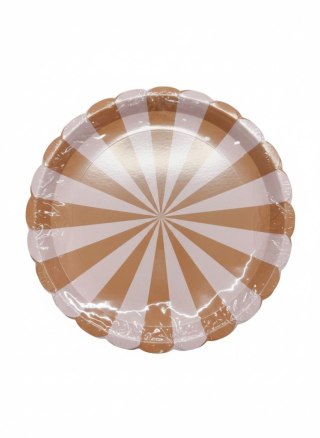Talerz jednorazowy Paski karton śr. 210mm 6 szt Partydeco (TPP92)