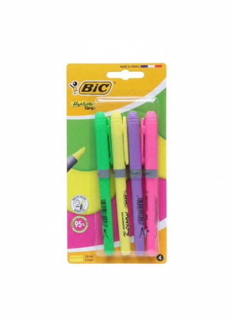 Zakreślacz GRIP 4szt wkład mix Bic (302790)