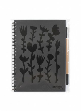 Kołozeszyt (kołonotatnik) A4 PADS FLORAL CZARNY 100k. 80g krata Strigo (PADS042)